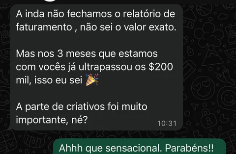 Mensagem da dona da clínica: nos 3 meses com a Prax o faturamento já ultrapassou 200 mil
