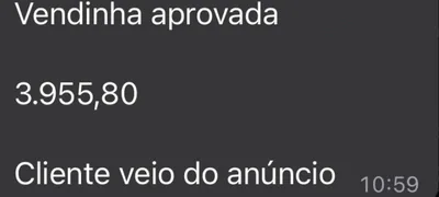 Mensagem da gerente: venda aprovada de R$ 3.955,80, cliente veio do anúncio